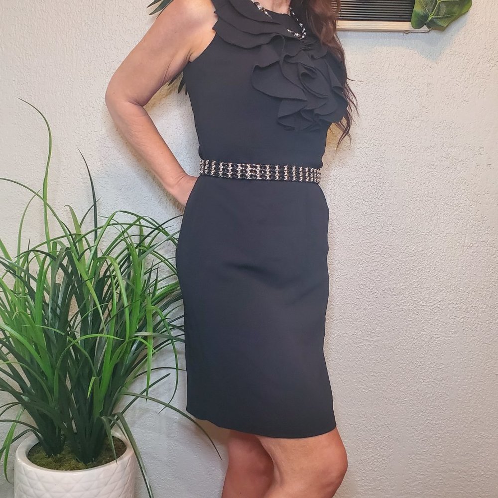 Spense I Black Career Professional Ruffled Dress Size 4 - Picture 2 of 11